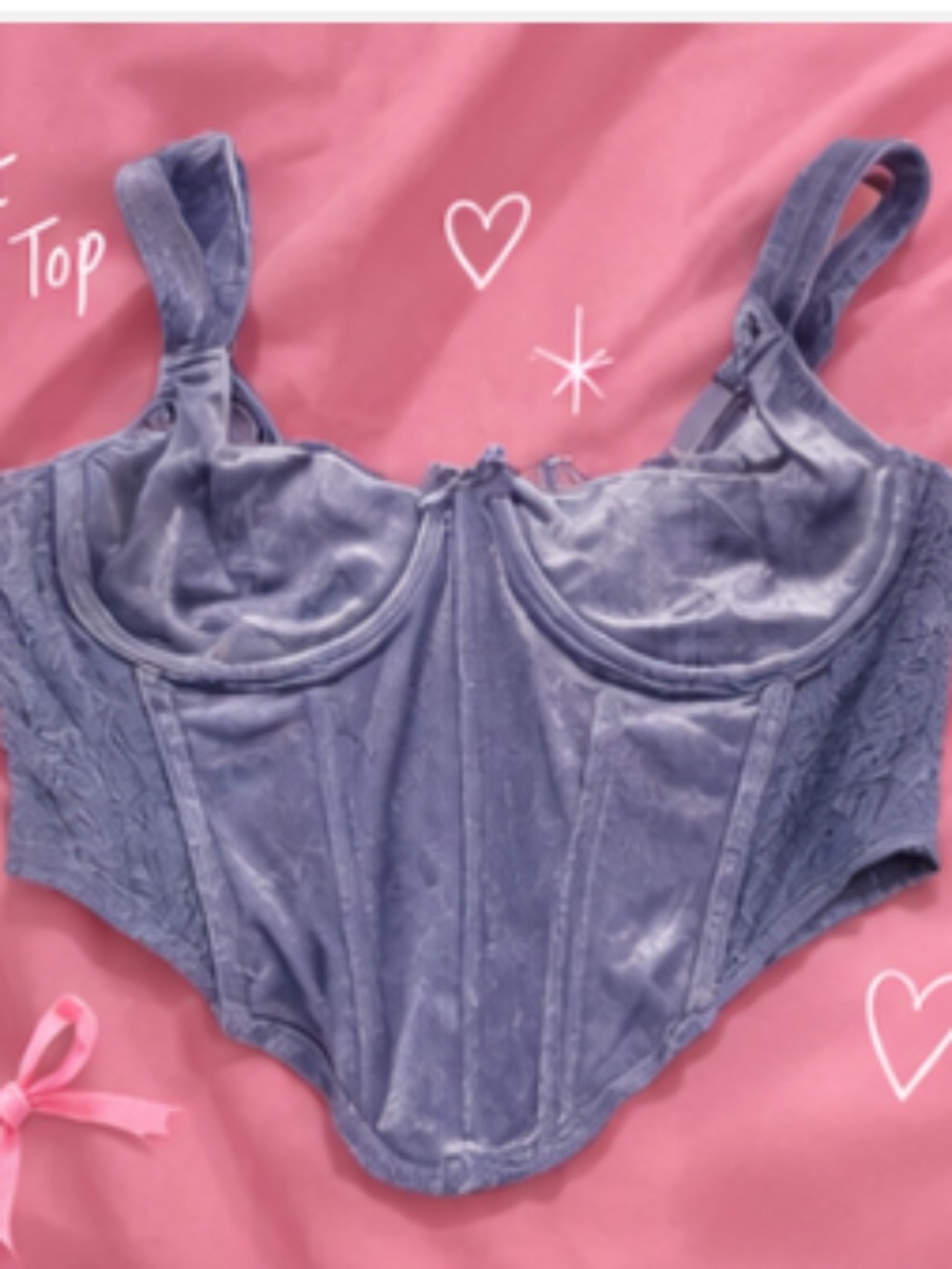 Y2K Lavender Velvet Corset Top